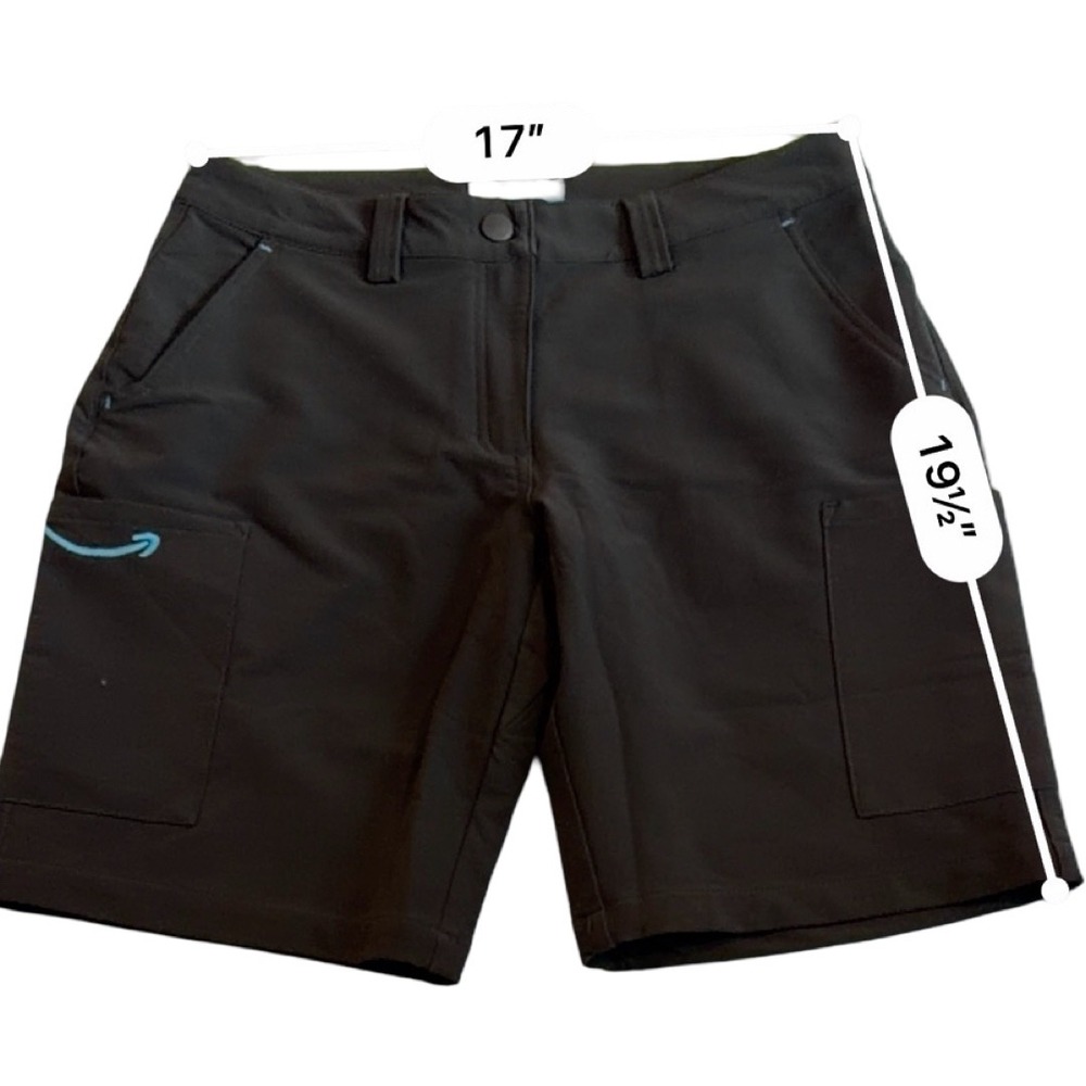 Amazon Employee Uniform Cargo Shorts Black Women Large Workwear Utility Logo - Picture 4 of 5